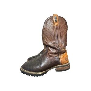 Cinch Western Cowboy Boots Mens Sz 8.5 D Brown Leather Diamond Stitch Square Toe